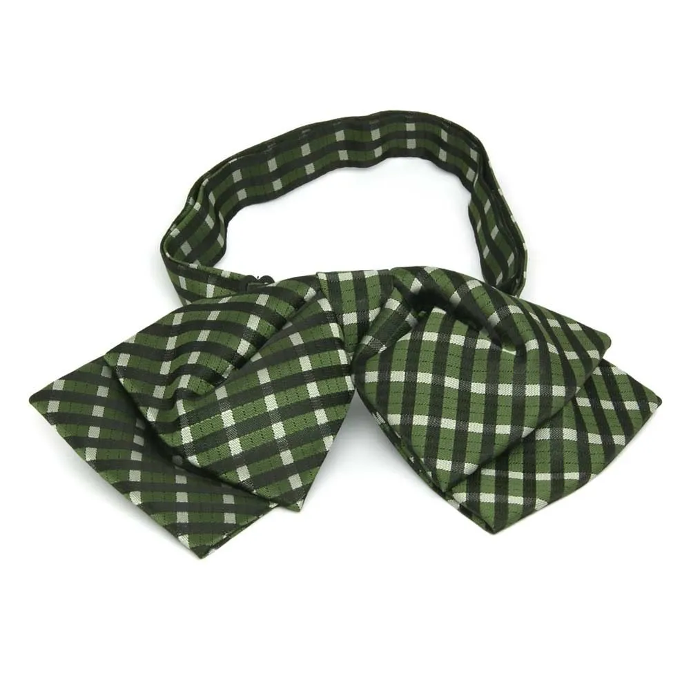 Dark Green George Plaid Floppy Bow Tie sold by TieMart