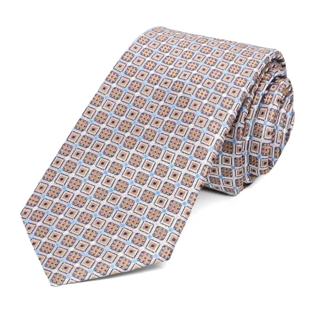 Latte Cambridge Geometric Slim Necktie sold by TieMart