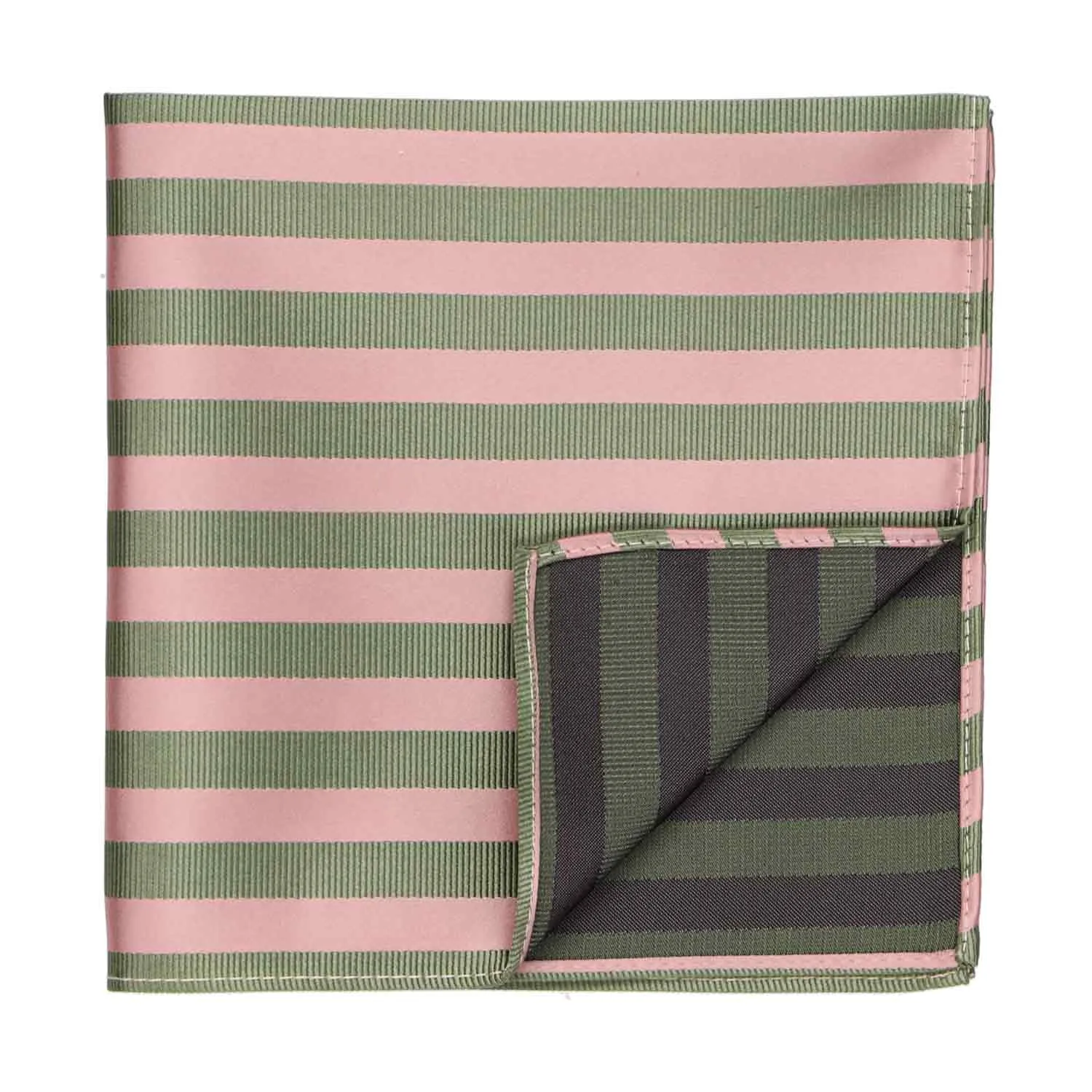 Dusty Pink and Peridot Formal Striped Pocket Square sold by TieMart product image thumbnail 2