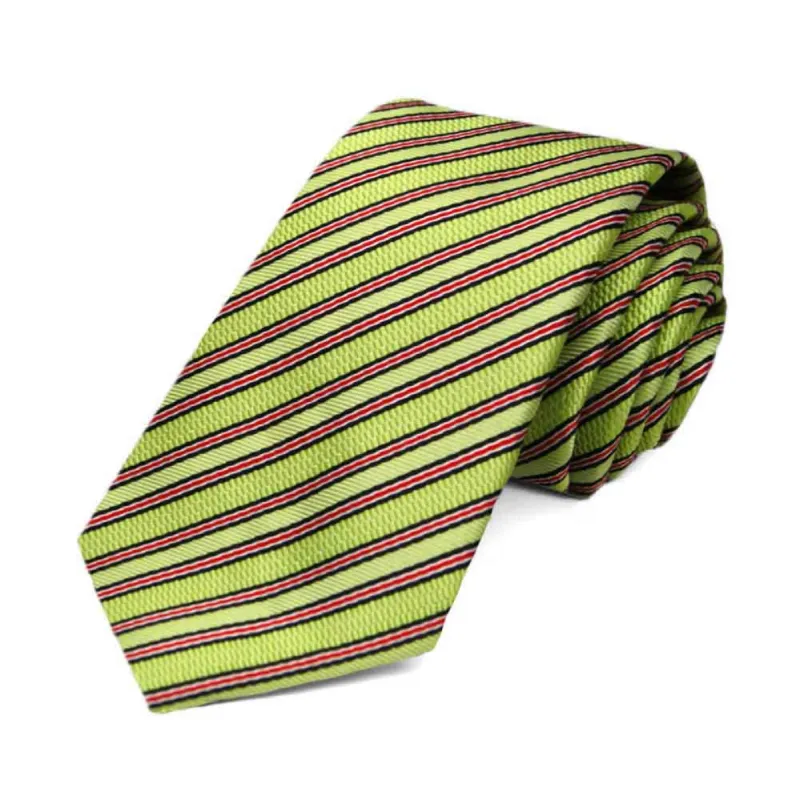 Key Lime Alice Striped Slim Necktie sold by TieMart