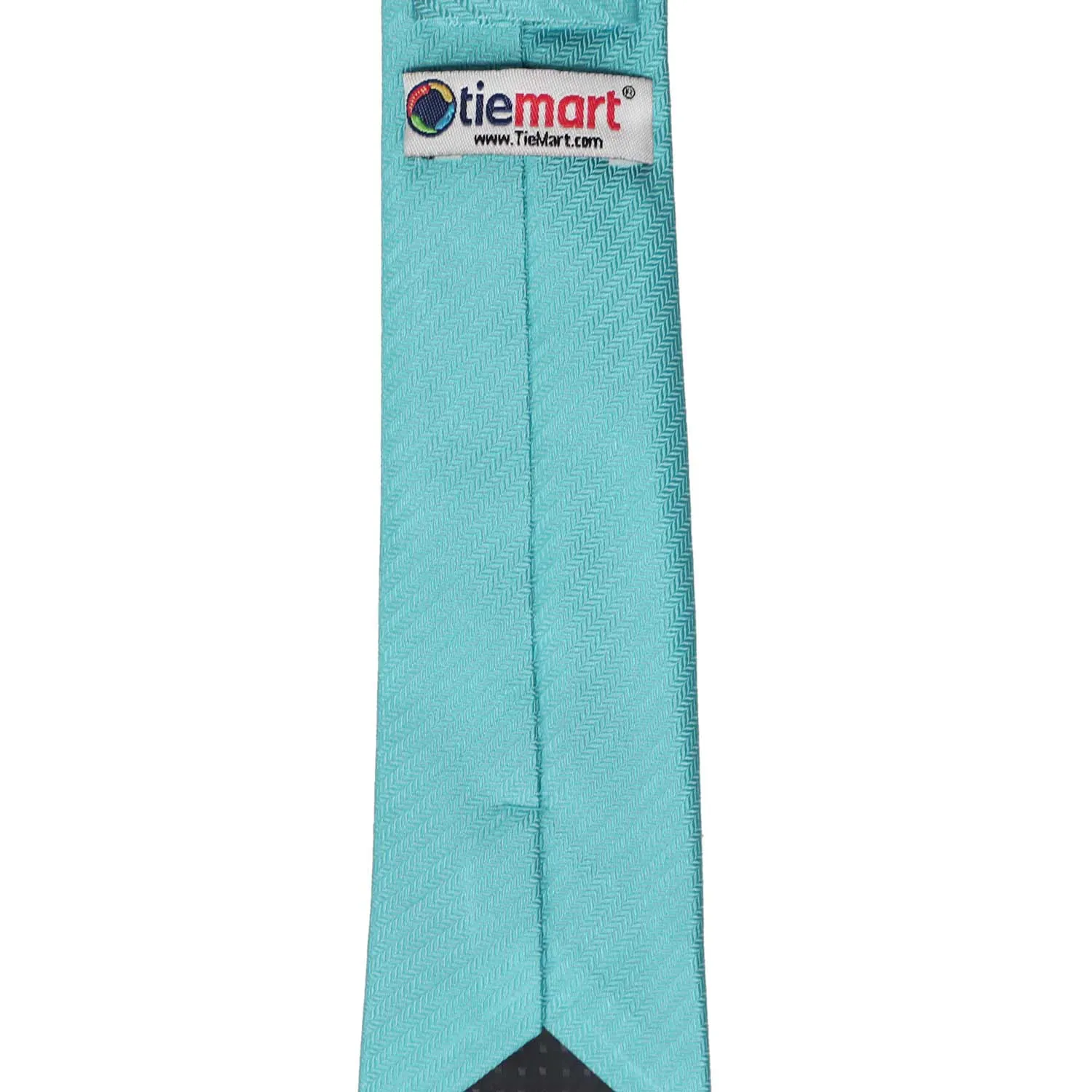 Turquoise Herringbone Silk Slim Necktie, 2.5" Width sold by TieMart product image thumbnail 3