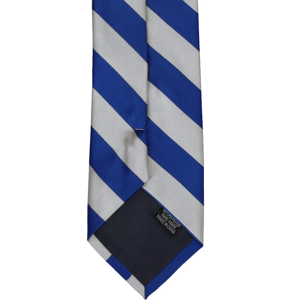 Royal Blue and Silver Striped Zipper Tie sold by TieMart product image thumbnail 5