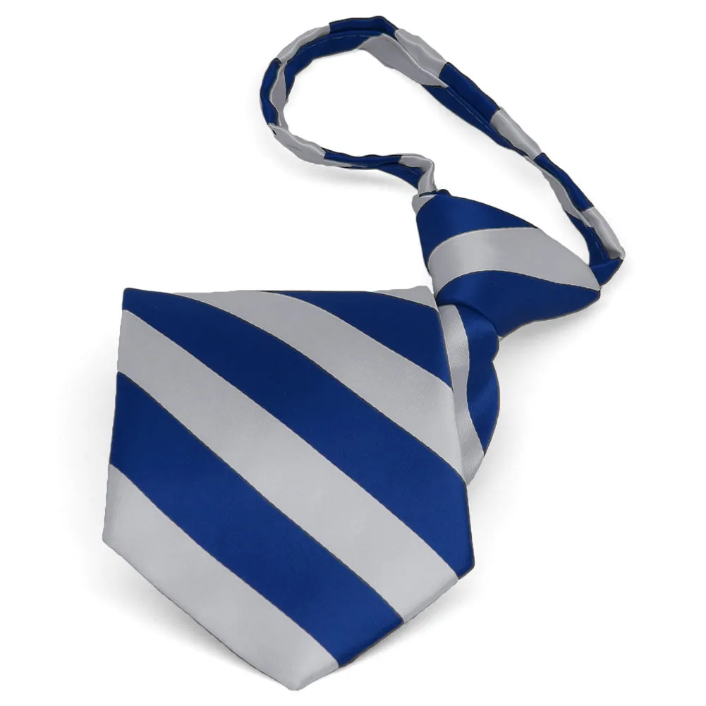 Royal Blue and Silver Striped Zipper Tie sold by TieMart