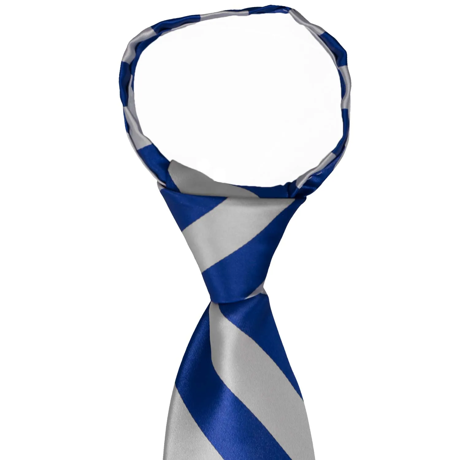Royal Blue and Silver Striped Zipper Tie sold by TieMart product image thumbnail 2