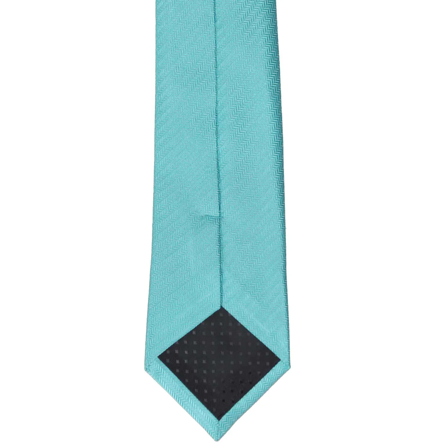 Turquoise Herringbone Silk Slim Necktie, 2.5" Width sold by TieMart product image thumbnail 4