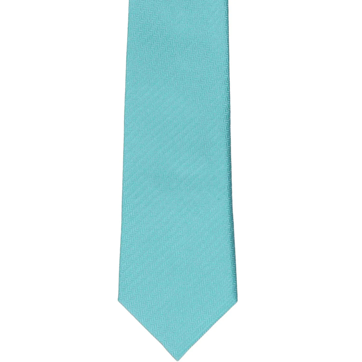 Turquoise Herringbone Silk Slim Necktie, 2.5" Width sold by TieMart product image thumbnail 2