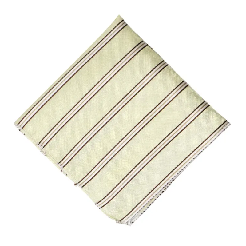 Vanilla Melvin Striped Pocket Square sold by TieMart