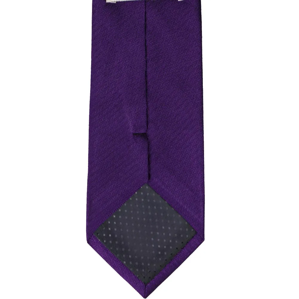 Amethyst Purple Herringbone Silk Extra Long Necktie sold by TieMart product image thumbnail 3