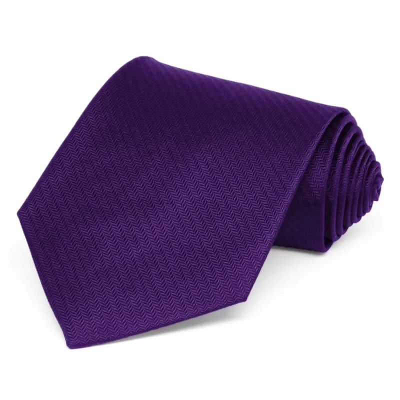 Amethyst Purple Herringbone Silk Extra Long Necktie sold by TieMart