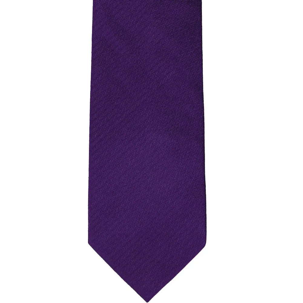 Amethyst Purple Herringbone Silk Extra Long Necktie sold by TieMart product image thumbnail 2