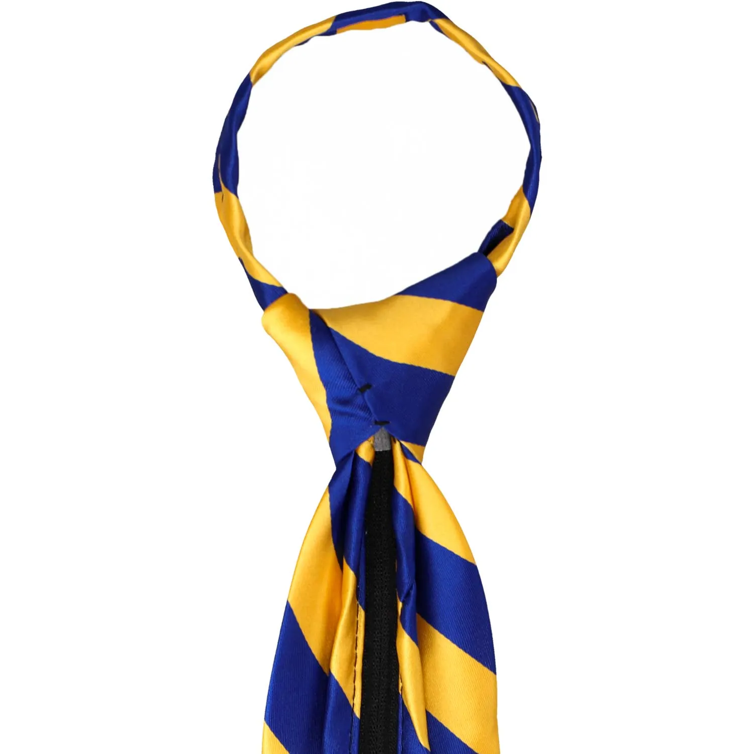 Royal Blue and Golden Yellow Striped Zipper Tie sold by TieMart product image thumbnail 4