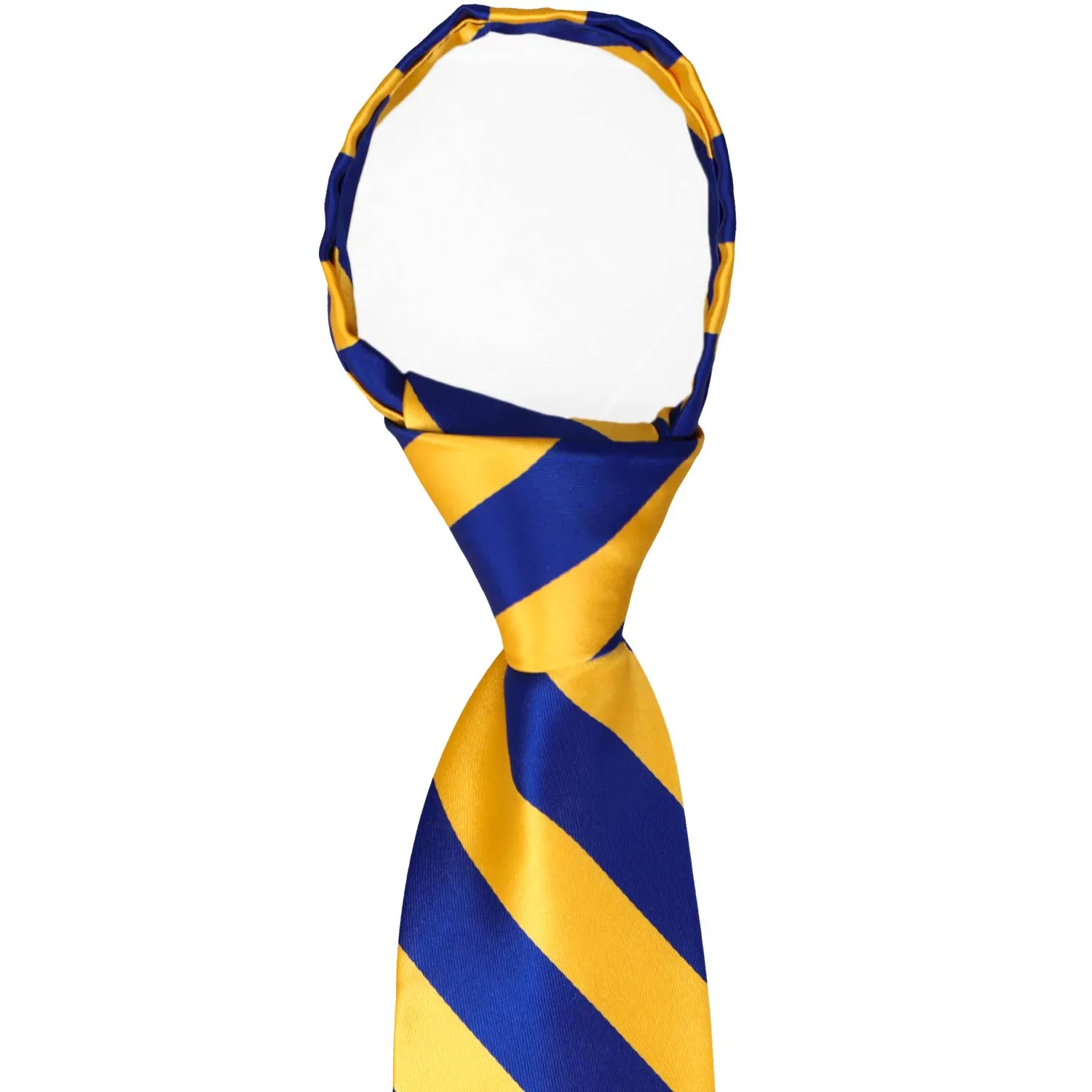 Royal Blue and Golden Yellow Striped Zipper Tie sold by TieMart product image thumbnail 2