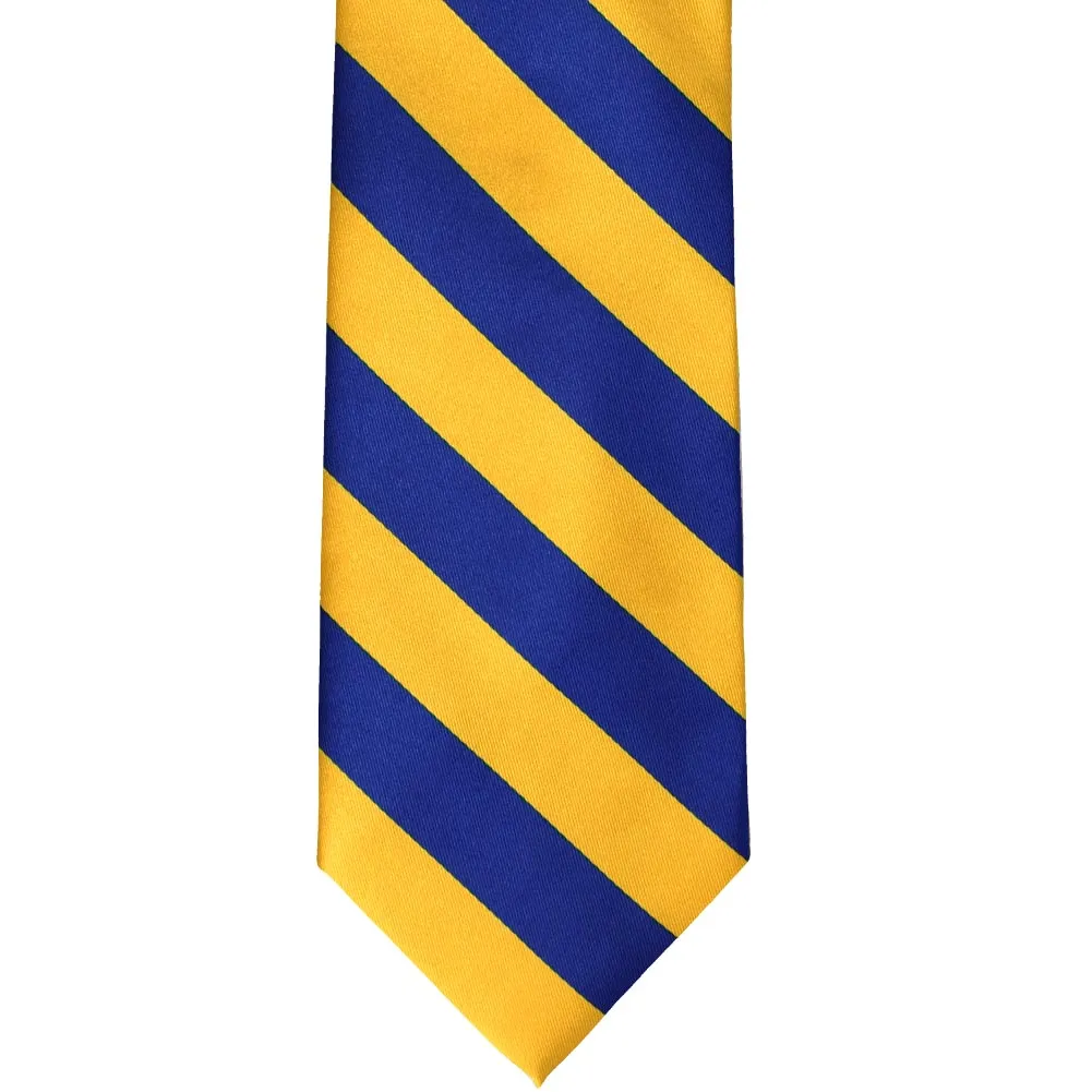 Royal Blue and Golden Yellow Striped Zipper Tie sold by TieMart product image thumbnail 3