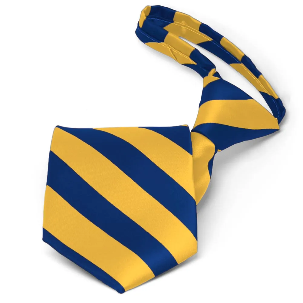 Royal Blue and Golden Yellow Striped Zipper Tie sold by TieMart
