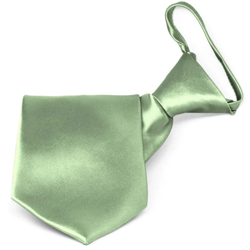 Mint Green Solid Color Zipper Tie sold by TieMart