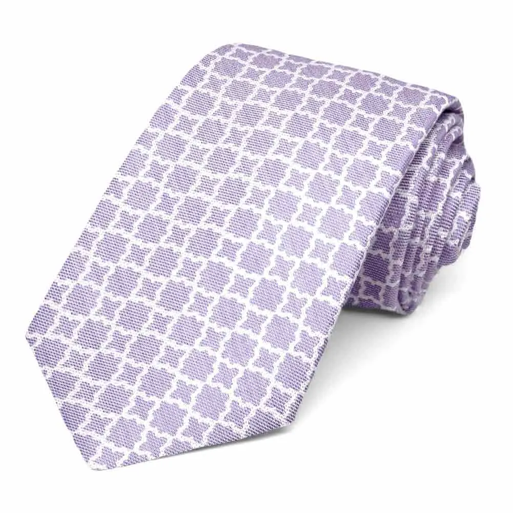 Purple Moroccan Trellis Cotton/Silk Narrow Necktie, 3" Width sold by TieMart