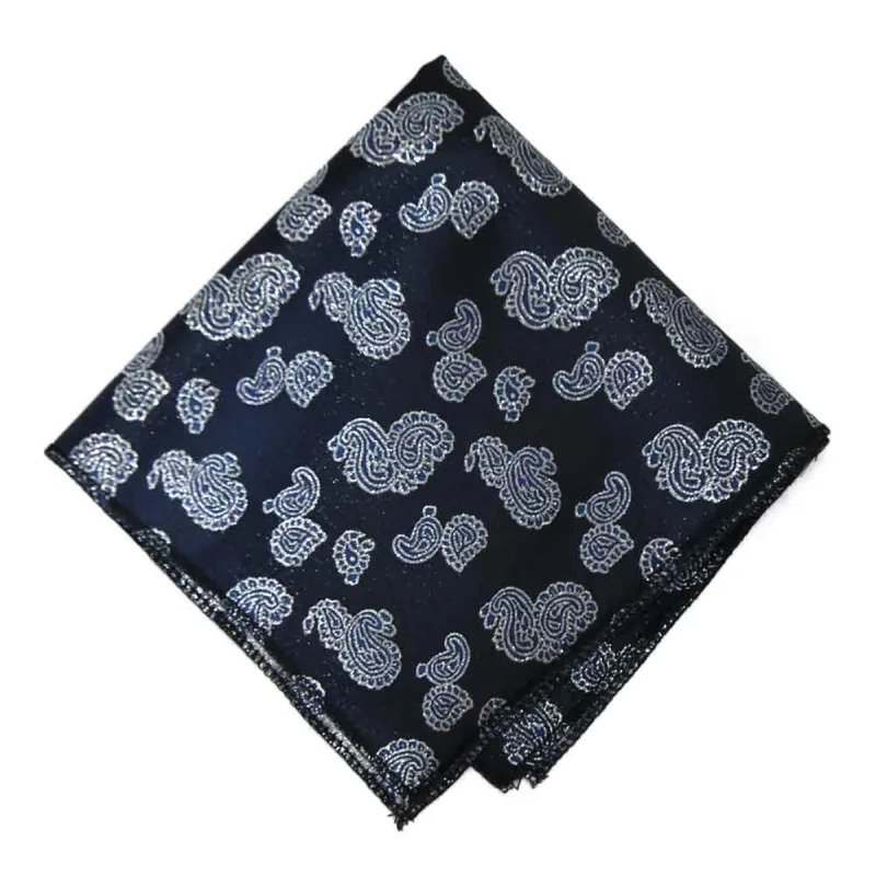 Navy Blue Ivanhoe Paisley Pocket Square sold by TieMart
