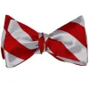 Red and Silver Striped Self-Tie Bow Tie sold by TieMart