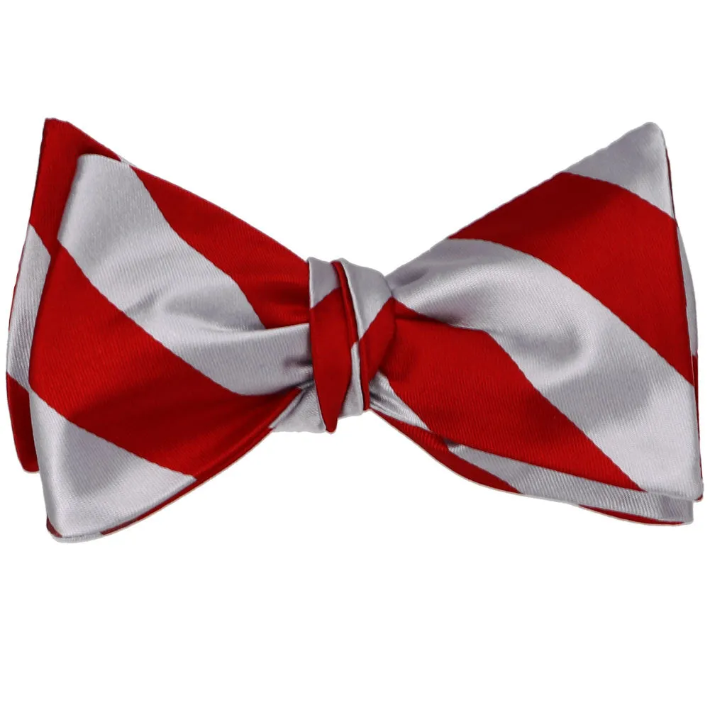 Red and Silver Striped Self-Tie Bow Tie sold by TieMart product image thumbnail 2