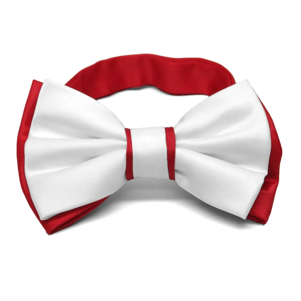White and Red Dual-Color Bow Tie sold by TieMart