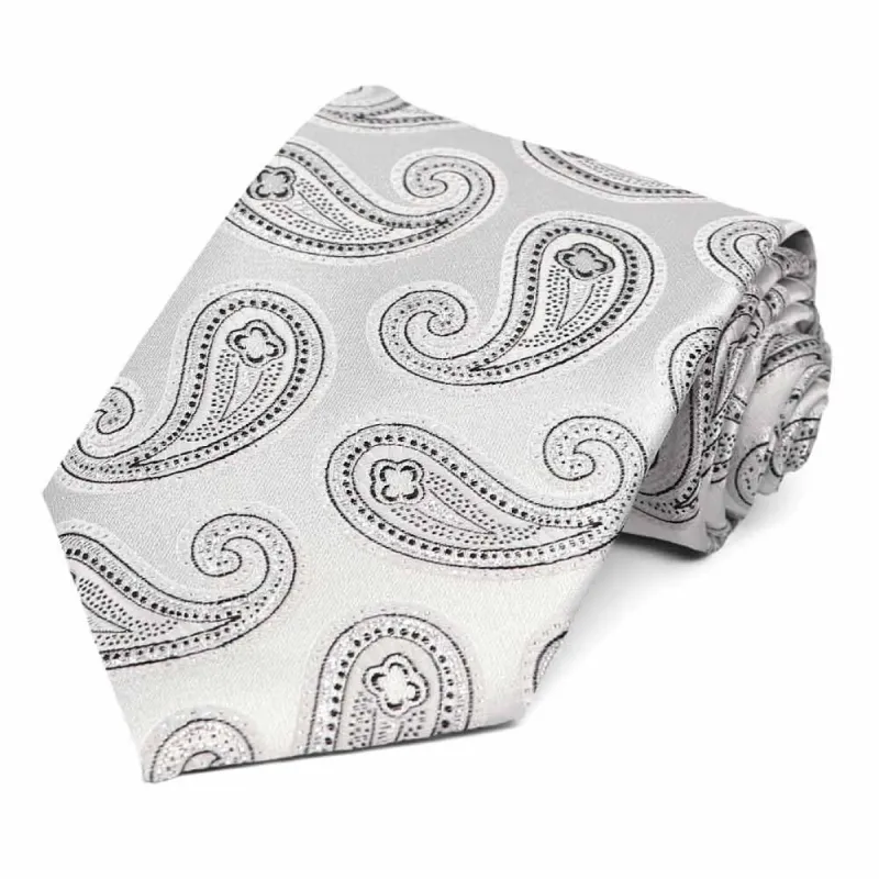 Silver Berkshire Paisley Necktie sold by TieMart