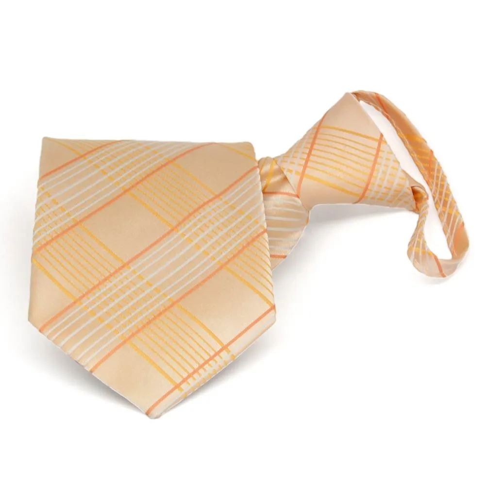 Apricot Jeffrey Plaid Zipper Tie sold by TieMart