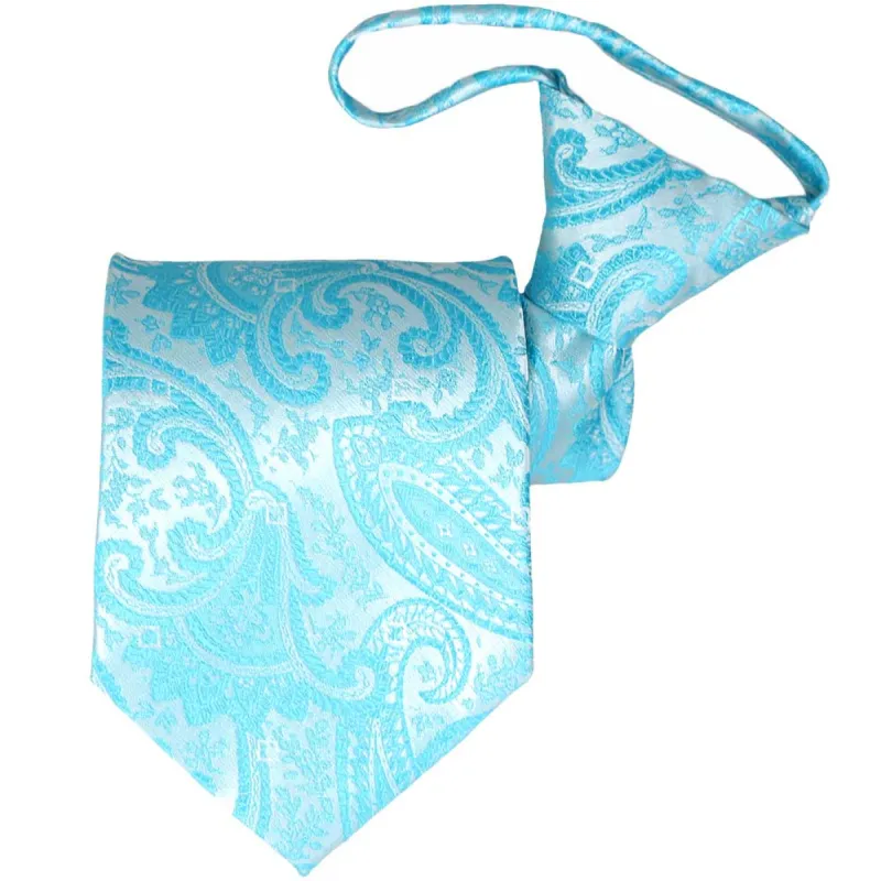 Turquoise Clara Paisley Zipper Tie sold by TieMart