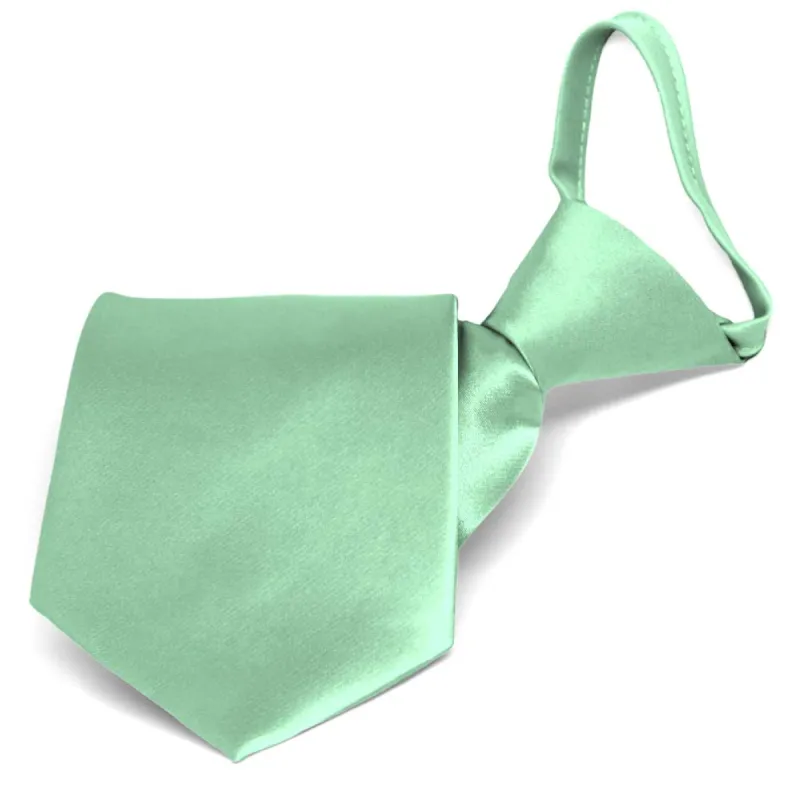 Seafoam Solid Color Zipper Tie sold by TieMart