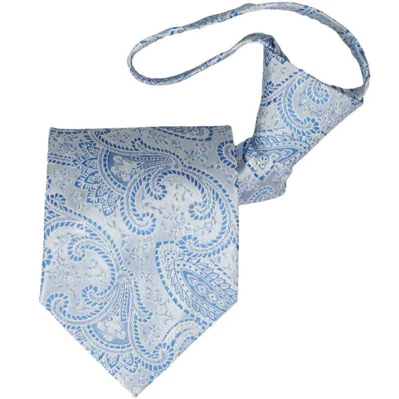 Pastel Blue Clara Paisley Zipper Tie sold by TieMart