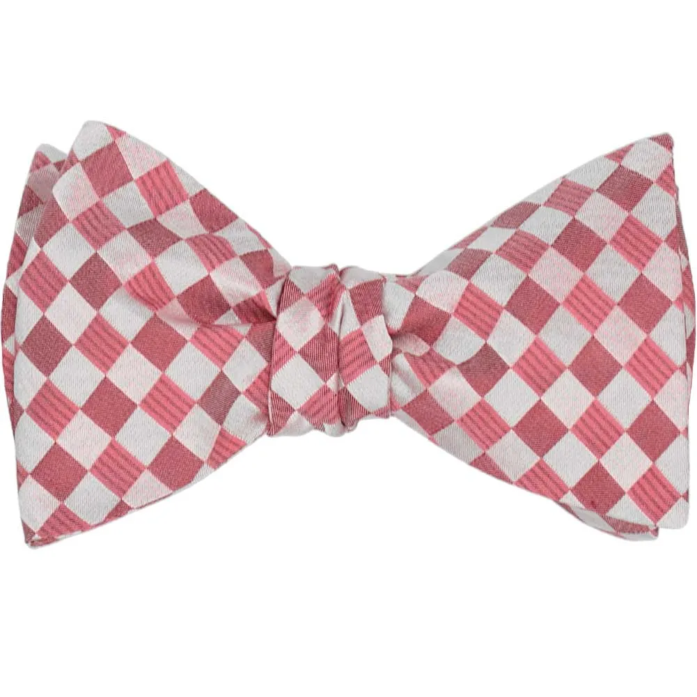 Red Concierge Checkered Silk Self-Tie Bow Tie sold by TieMart product image thumbnail 2