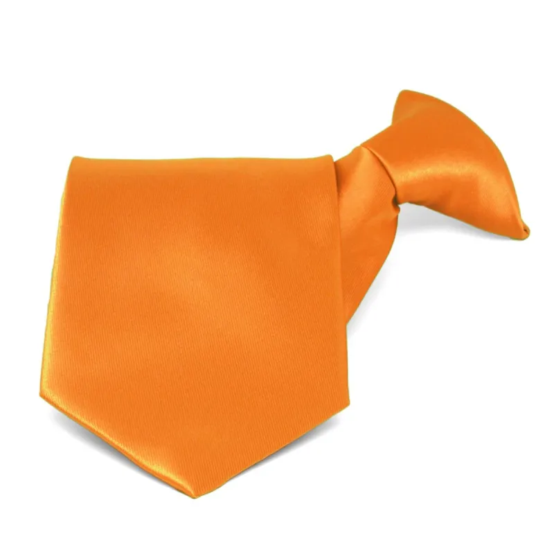 Orange Solid Color Clip-On Tie sold by TieMart