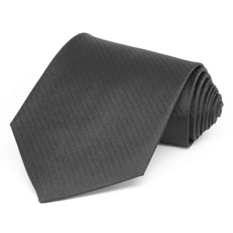 Graphite Gray Herringbone Silk Necktie sold by TieMart