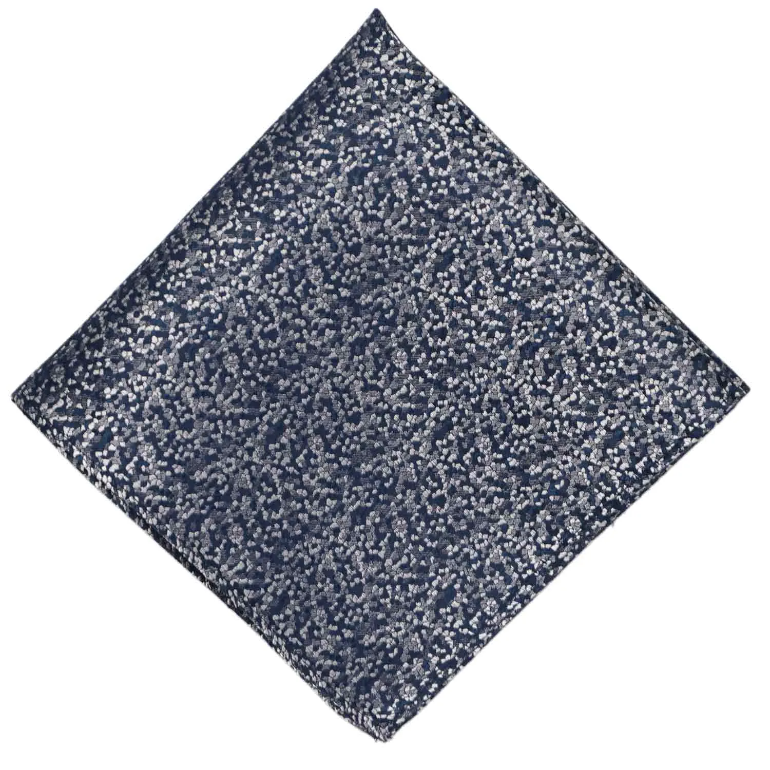 Navy Blue and Silver Architect Pebble Pattern Silk Pocket Square sold by TieMart