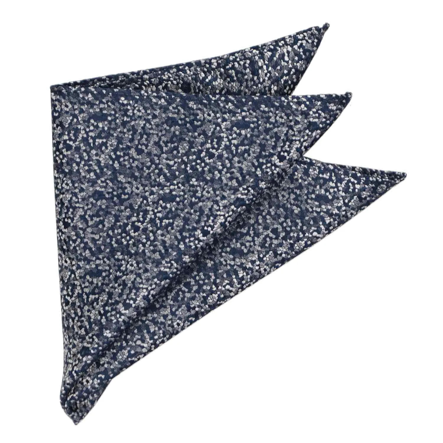 Navy Blue and Silver Architect Pebble Pattern Silk Pocket Square sold by TieMart product image thumbnail 3