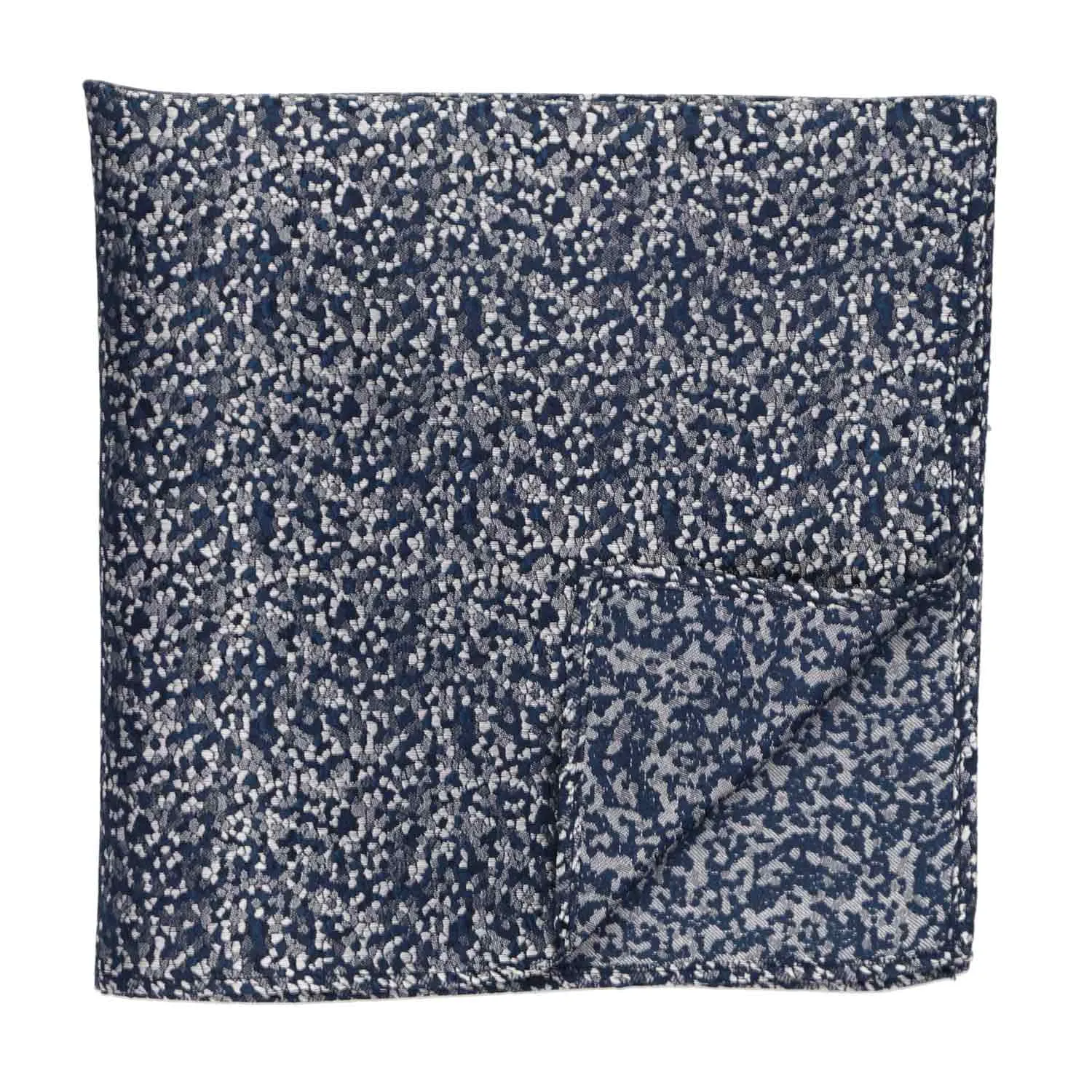 Navy Blue and Silver Architect Pebble Pattern Silk Pocket Square sold by TieMart product image thumbnail 2