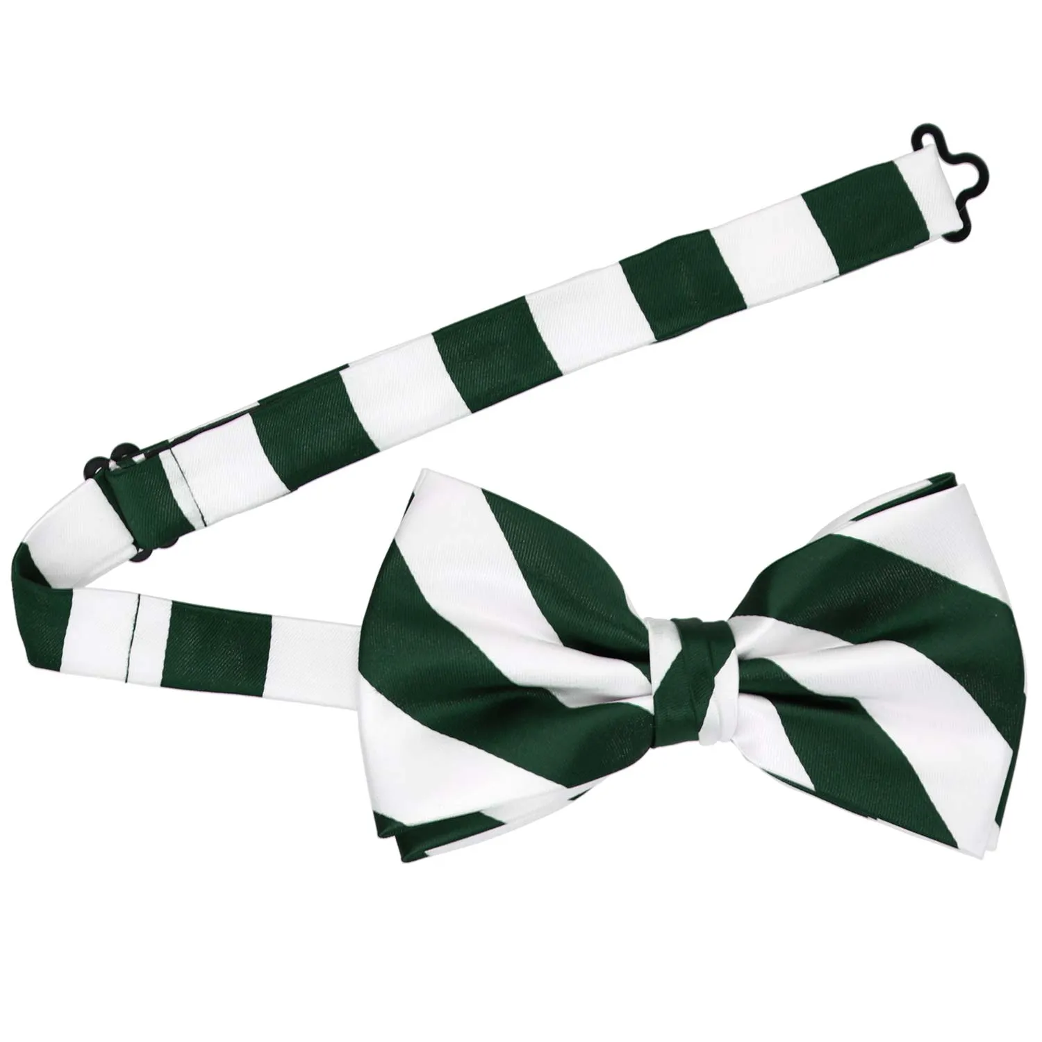 Hunter Green and White Striped Bow Tie sold by TieMart product image thumbnail 3