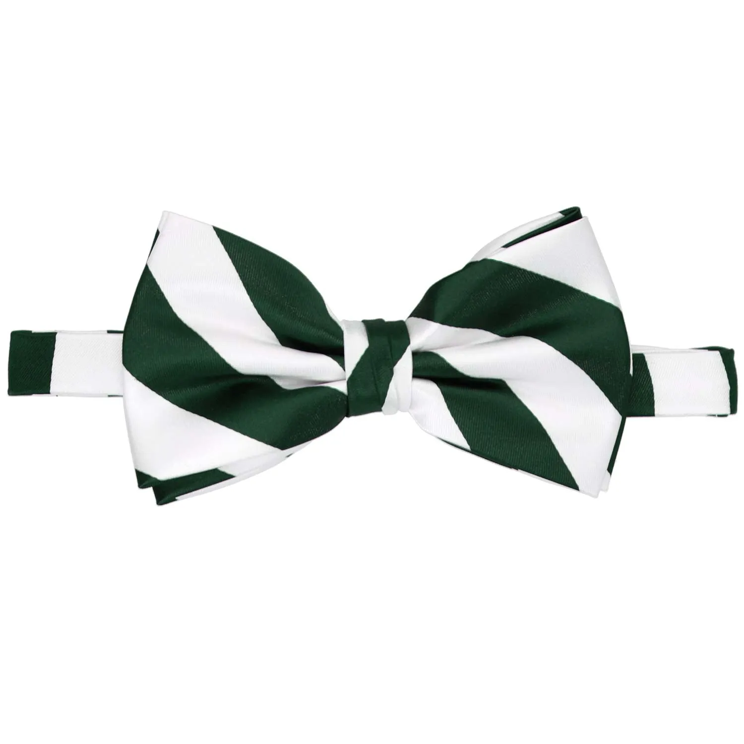 Hunter Green and White Striped Bow Tie sold by TieMart product image thumbnail 2
