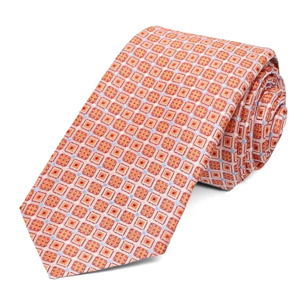 Orange Cambridge Geometric Slim Necktie sold by TieMart