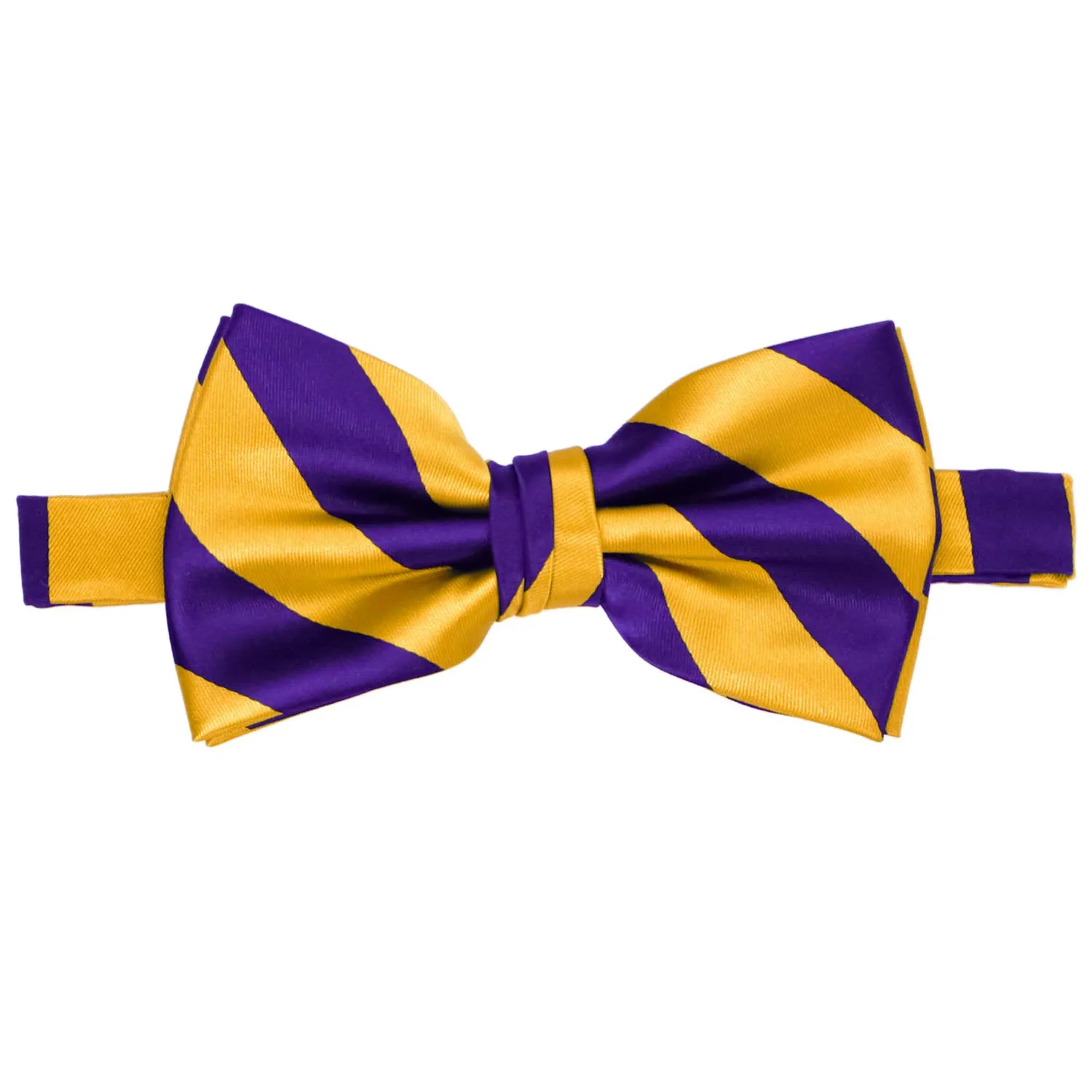 Dark Purple and Golden Yellow Striped Bow Tie sold by TieMart product image thumbnail 3