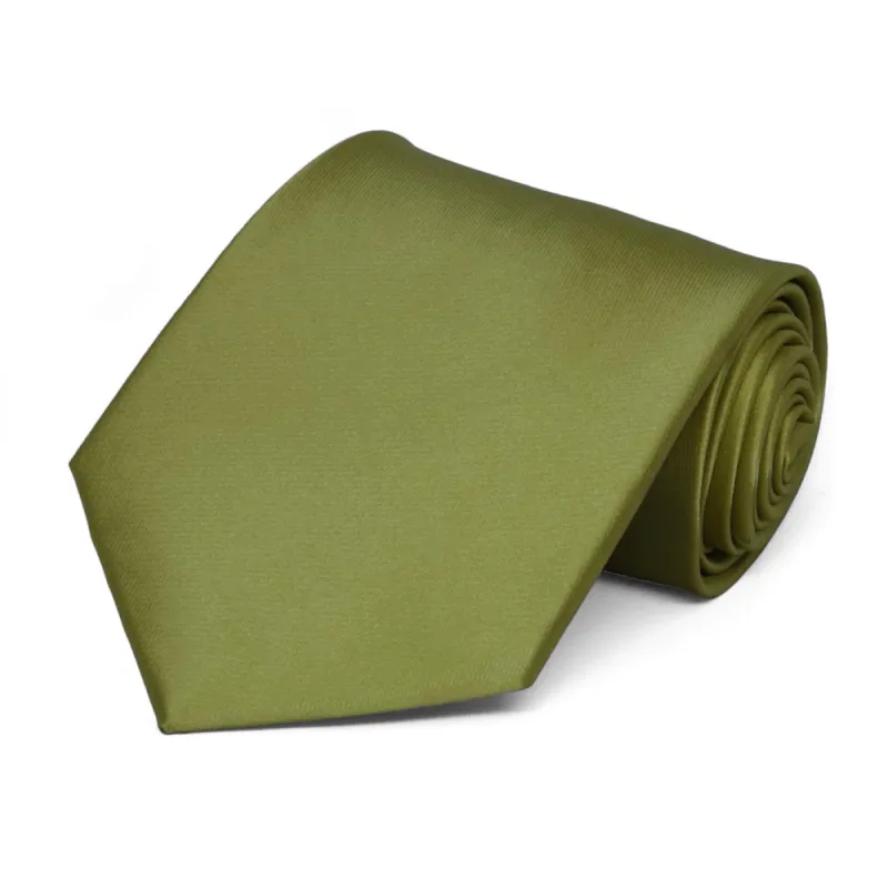 Olive Green Extra Long Solid Color Necktie sold by TieMart