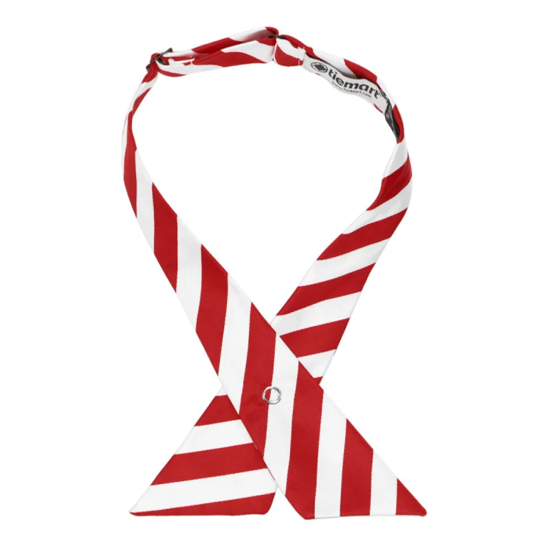 Red and White Striped Crossover Tie sold by TieMart