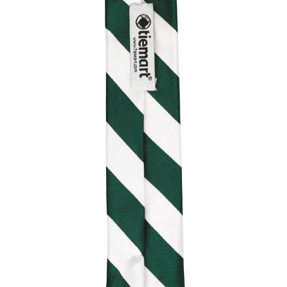 Hunter Green and White Striped Skinny Tie, 2" Width sold by TieMart product image thumbnail 3