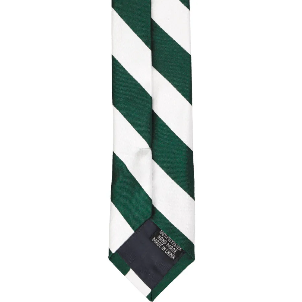 Hunter Green and White Striped Skinny Tie, 2" Width sold by TieMart product image thumbnail 4