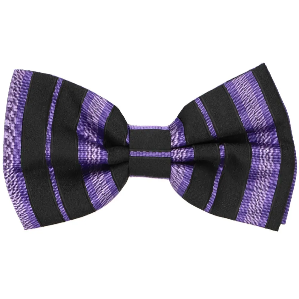 Black and Light Purple Gallatin Striped Bow Tie sold by TieMart