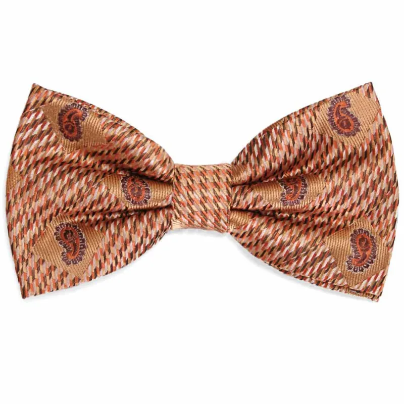Light Orange Churchill Paisley Bow Tie sold by TieMart