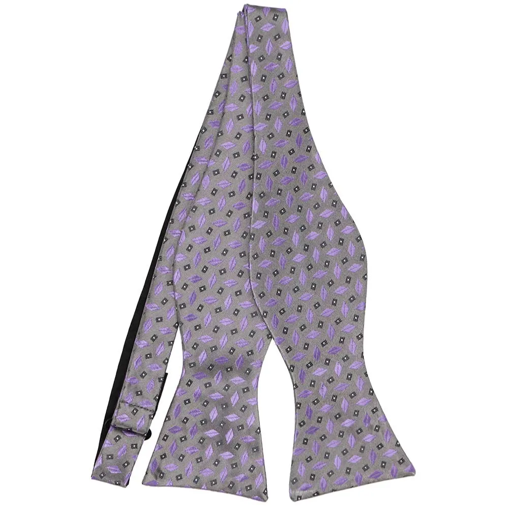 Silver and Lavender Sinai Geometric Self-Tie Bow Tie sold by TieMart