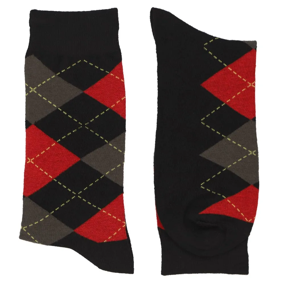Men's Black and Red Argyle Socks sold by TieMart product image thumbnail 2