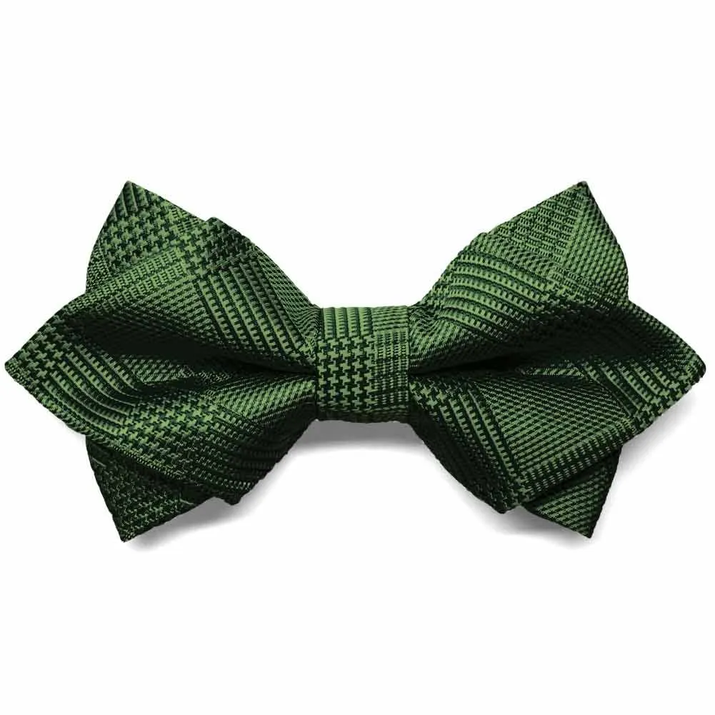 Dark Green Michael Glen Plaid Diamond Tip Bow Tie sold by TieMart