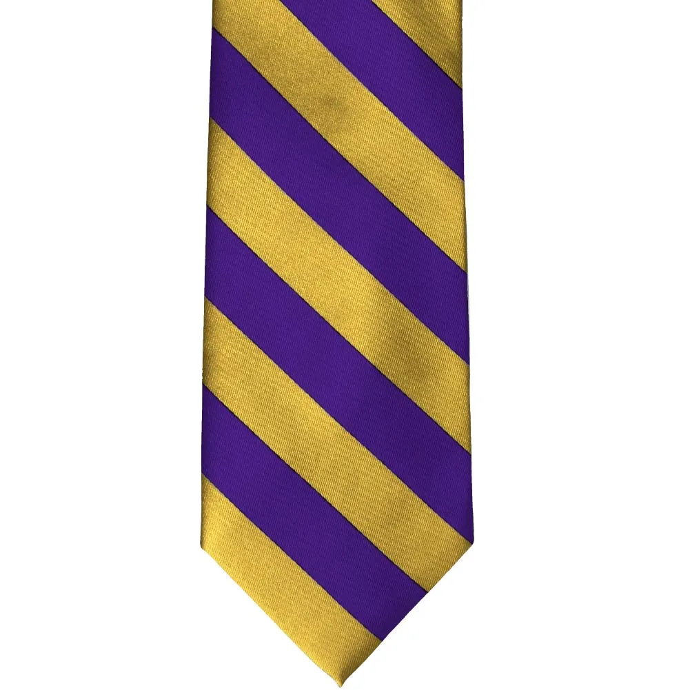 Dark Purple and Gold Extra Long Striped Tie sold by TieMart product image thumbnail 3