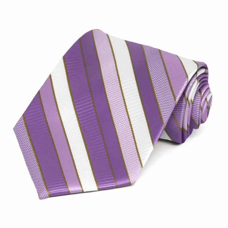 Thistle Purple Douglas Striped Extra Long Necktie sold by TieMart